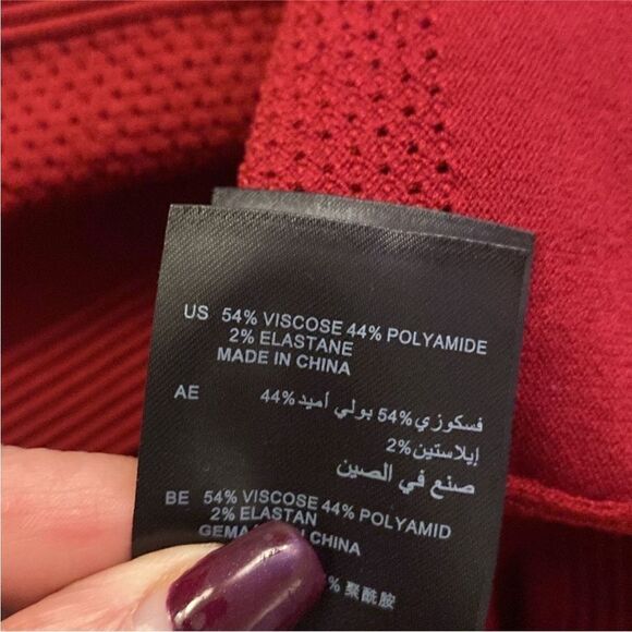 Sandro Red Milau Pointelle Ribbed Dress, S - Picture 14 of 15